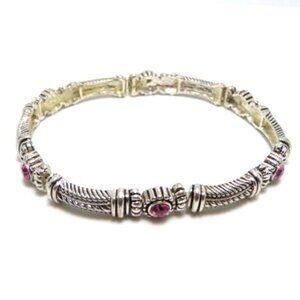 Vintage Pink Rhinestone Sterling Silver Bracelet